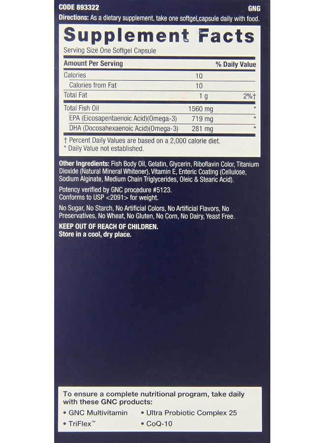 GNC Ultra Triple Strength Omega 1560 EPA & DHA