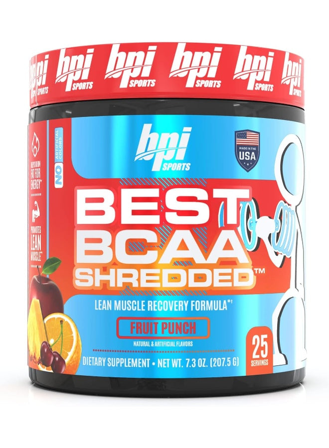 BPI Sports Best BCAA Shredded - Caffeine-Free Thermogenic Recovery Formula - BCAA Powder - Lean Muscle Building - Accelerated Recovery - Weight Loss - Hydration - Fruit Punch - 25 Servings - 9.7 oz.