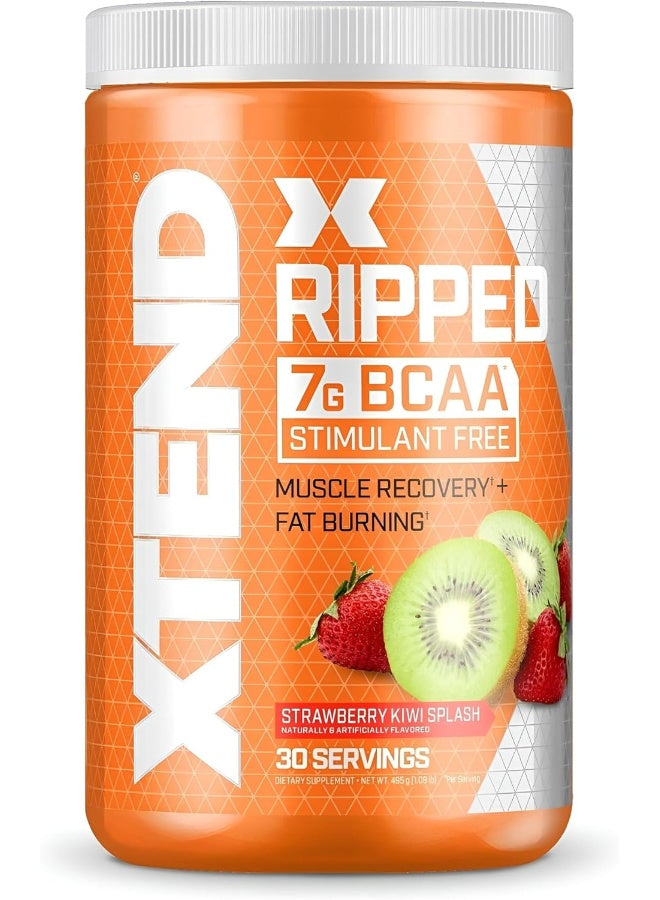 XTEND Ripped BCAA Powder Strawberry Kiwi Splash - ZERO SUGAR Post Workout Muscle Recovery Drink with Amino Acids - 7g BCAAs for Men & Women - 30 Servings