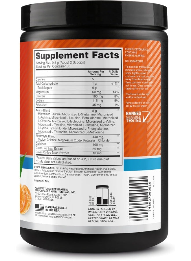 Optimum Nutrition Amino Energy Plus Electrolytes Powder - Tangerine Wave