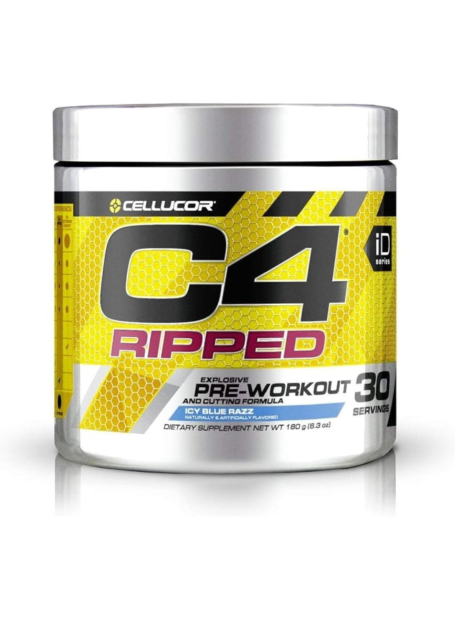 Cellucor C4 Ripped Explosive Pre-Workout - Icy Blue Razz - 30 Servings