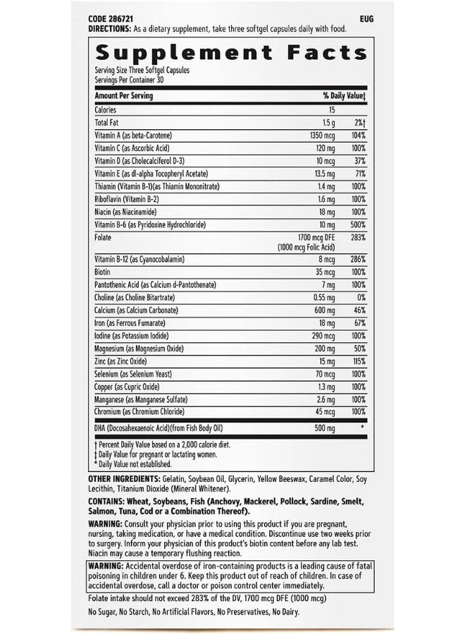 GNC Women's Multivitamin Prenatal Formula with DHA & Iron