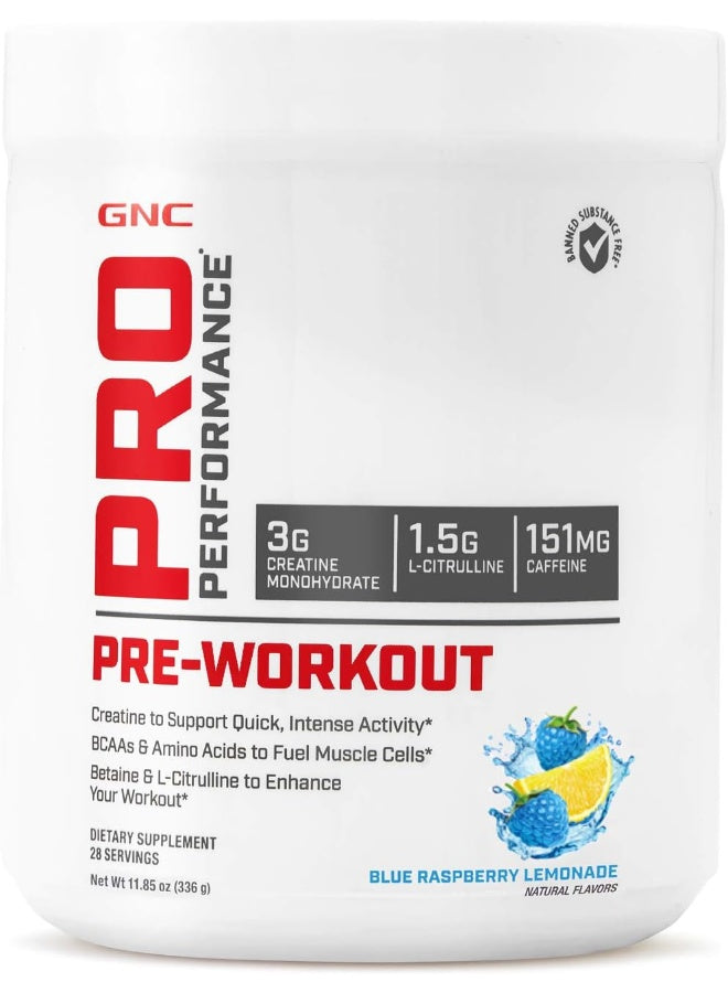 GNC Pro Performance Pre Workout Blue Raspberry Lemonade
