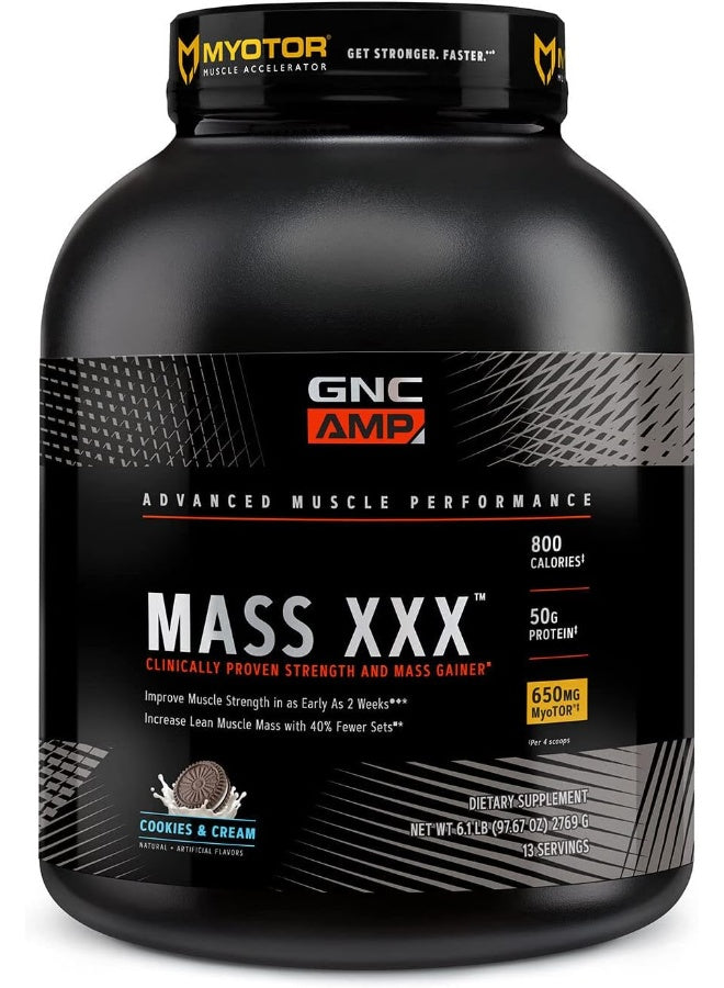 GNC AMP Mass XXX مع مسحوق بروتين MyoTOR | تركيبة مُركّزة لبناء العضلات ودعم التمارين الرياضية مع BCAA والكرياتين | كوكيز وكريمة | ١٣ حصة