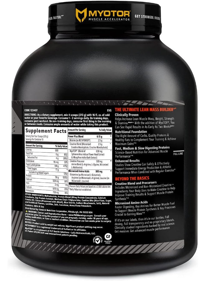 GNC AMP Mass XXX مع مسحوق بروتين MyoTOR | تركيبة مُركّزة لبناء العضلات ودعم التمارين الرياضية مع BCAA والكرياتين | كوكيز وكريمة | ١٣ حصة