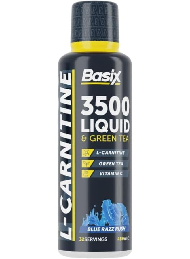 Basix 3500 L-Carnitine And Green Tea - Blue Razz Rush (64 جرعة - 480 مل)