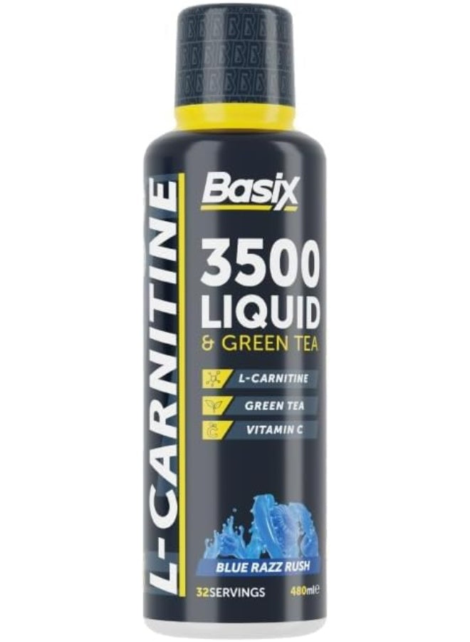 Basix 3500 L-Carnitine And Green Tea - Blue Razz Rush (64 جرعة - 480 مل)