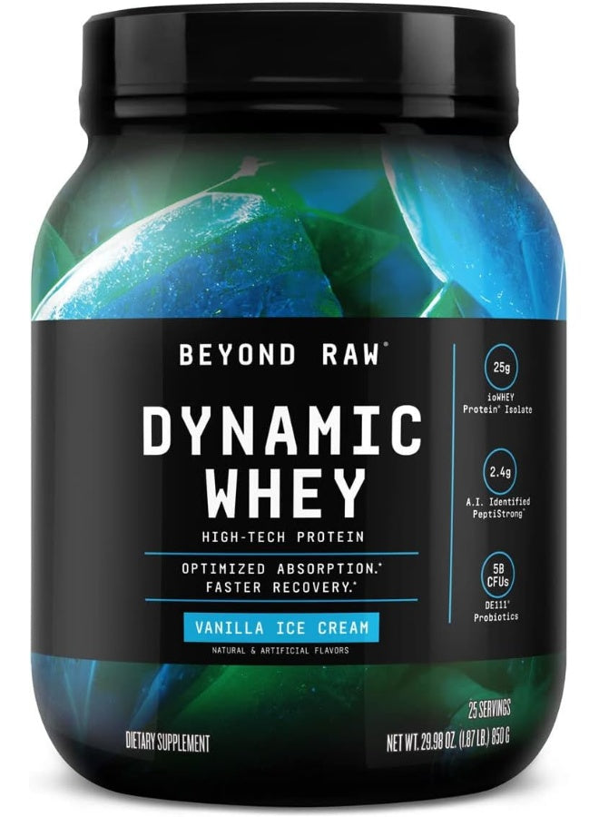 BEYOND RAW Dynamic Whey | High-Tech Protein | Optimized Absorption and Faster Recovery | Vanilla Ice Cream | 25 Servings