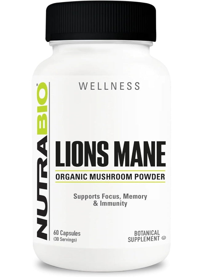 NutraBio Lion's Mane (500mg)- 60 Veg caps