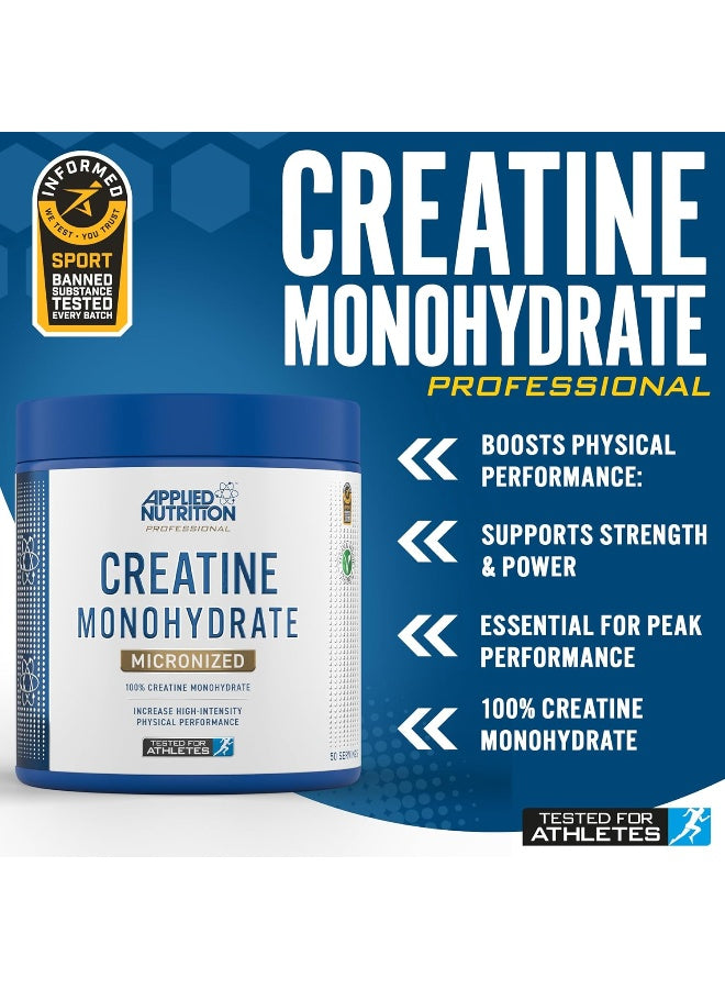 Applied Nutrition Creatine - Creatine Monohydrate Micronized Powder, Increases High-Intensity Physical Performance, Unflavoured (250g - 50 Servings)