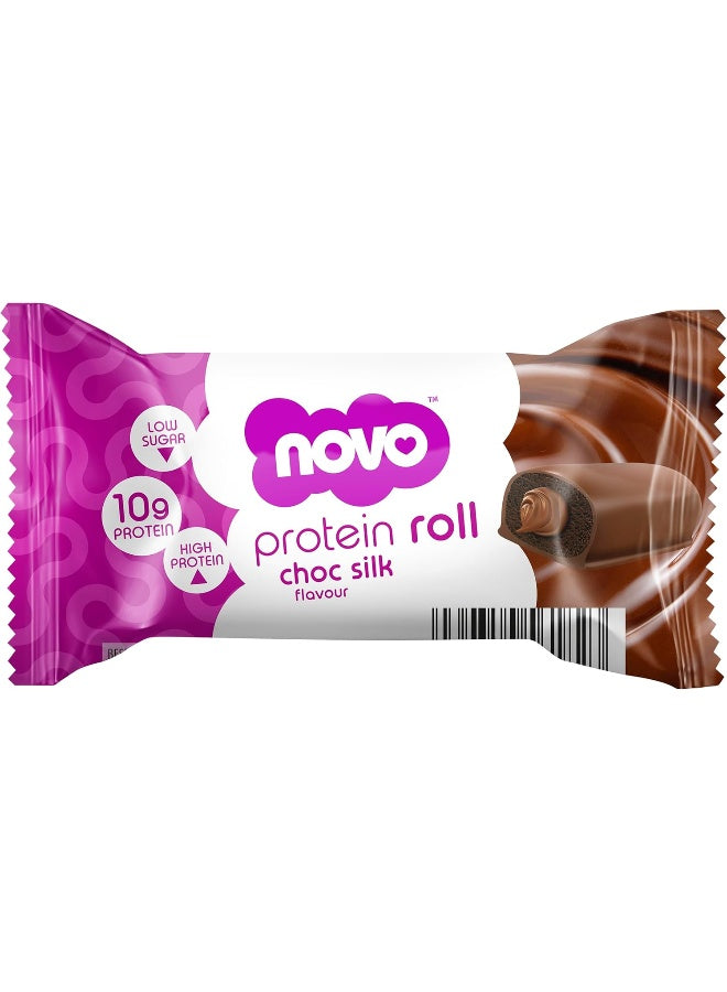 Novo Nutrition Protein Rolls | Choc Silk Flavour | High Protein Roll Bar, Healthy Snack, Protein Bar Alternative | Suitable for Vegetarians | Pack of 18 x 33g
