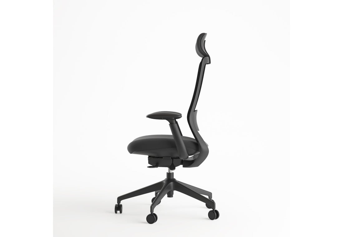 AMFAH High Back Staff Chair – Ergonomic Office & Desk Chair with Adjustable Headrest, 4D PU Armrests, Mesh Back, 50 Density Foam | Height Adjustable for Home & Gaming | Black
