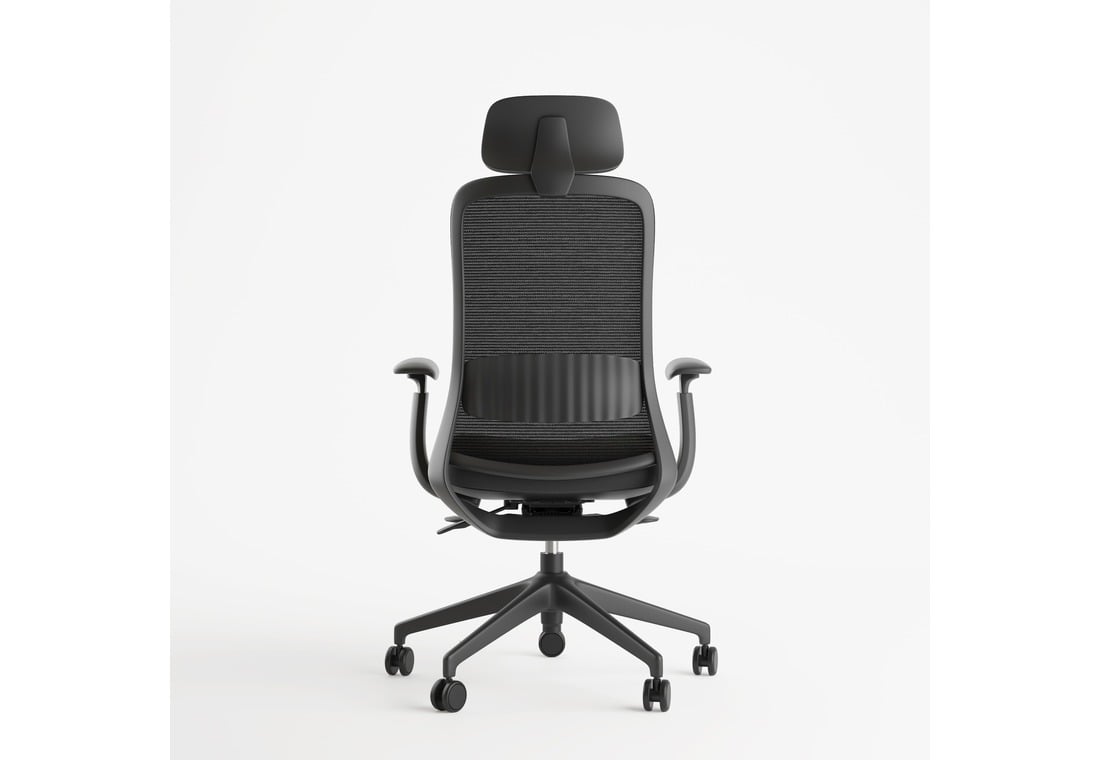 AMFAH High Back Staff Chair – Ergonomic Office & Desk Chair with Adjustable Headrest, 4D PU Armrests, Mesh Back, 50 Density Foam | Height Adjustable for Home & Gaming | Black