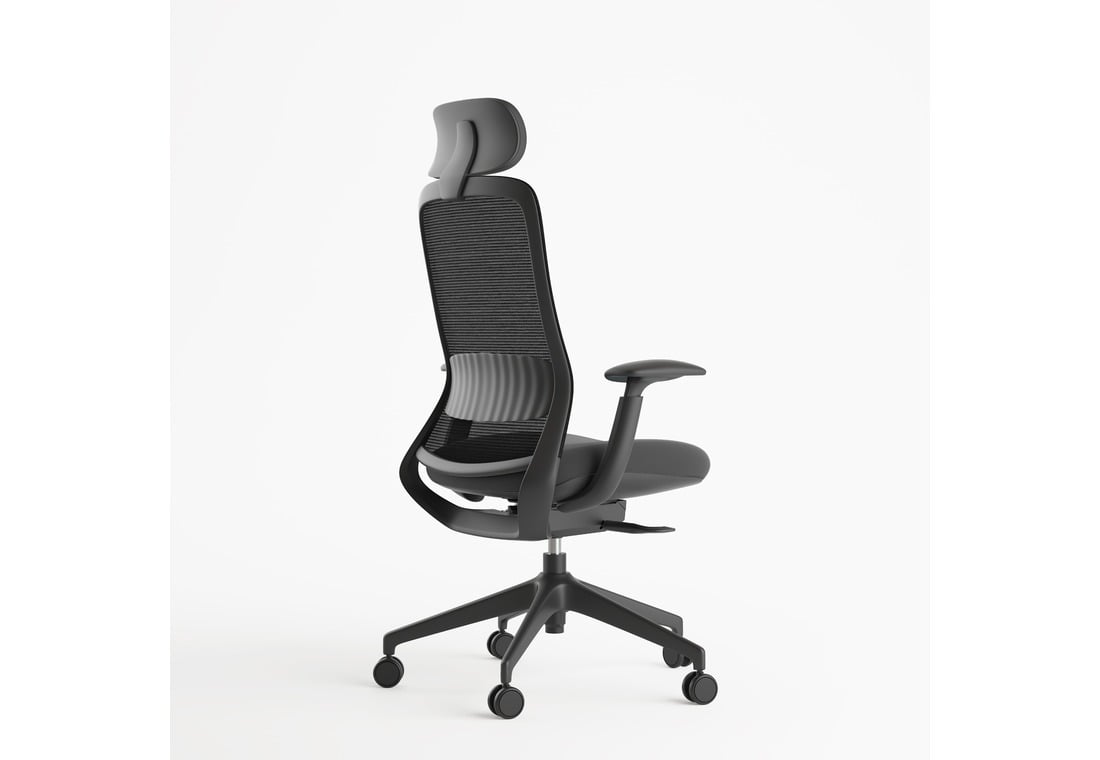 AMFAH High Back Staff Chair – Ergonomic Office & Desk Chair with Adjustable Headrest, 4D PU Armrests, Mesh Back, 50 Density Foam | Height Adjustable for Home & Gaming | Black