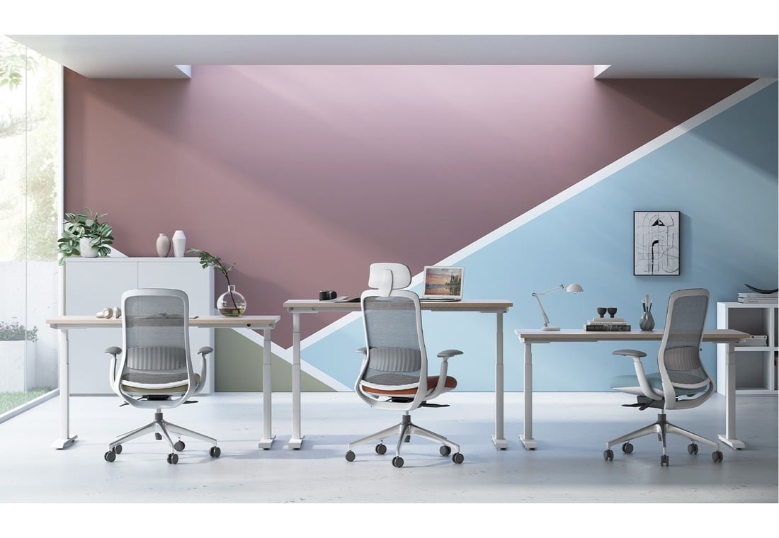 AMFAH High Back Staff Chair – Ergonomic Office & Desk Chair with Adjustable Headrest, 4D PU Armrests, Mesh Back, 50 Density Foam | Height Adjustable for Home & Gaming | Black
