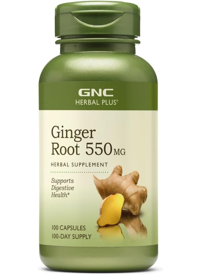Herbal Plus Ginger Root 550Mg, 100 Capsules, Supports Digestive Health