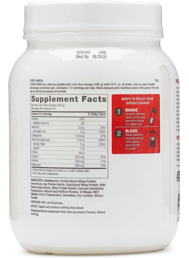 Pro Performance Weight Gainer Vanilla Ice Cream, 6 Servings, Protein To Increase Mass