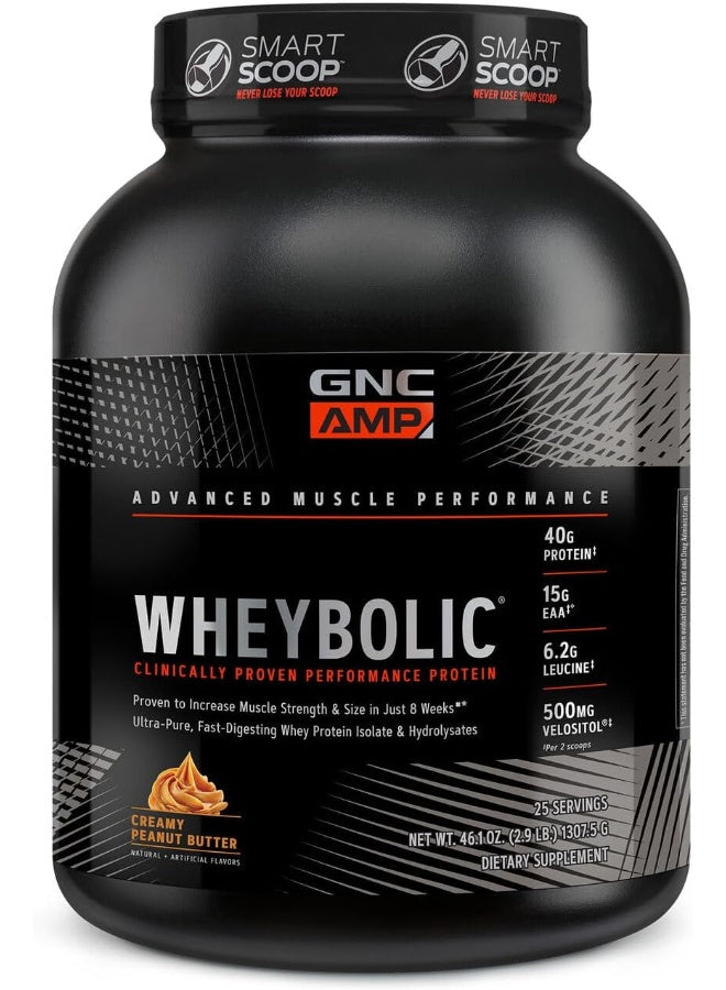 Wheybolic Targeted Muscle Building And Workout Support Formula Pure Whey Protein Powder 25 Servings Creamy Peanut Butter