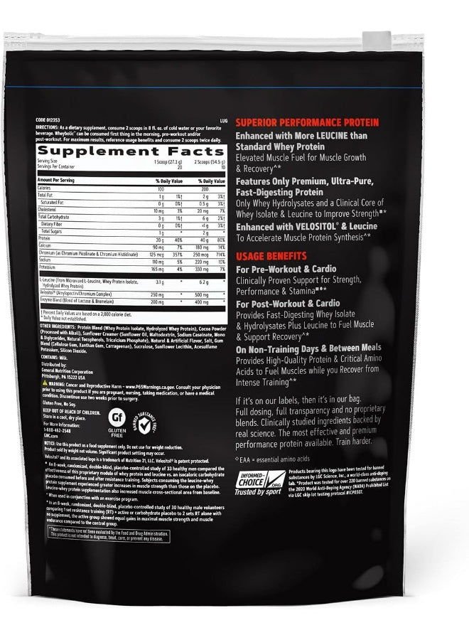 Wheybolic Protein Powder Targeted Muscle Building And Workout Support Formula Pure Chocolate Fudge 10 Servings