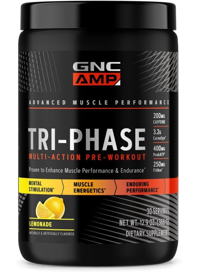 Tri-Phase Multi-Action Pre-Workout Supports Muscle Performance And Endurance Lemonade 30 Servings
