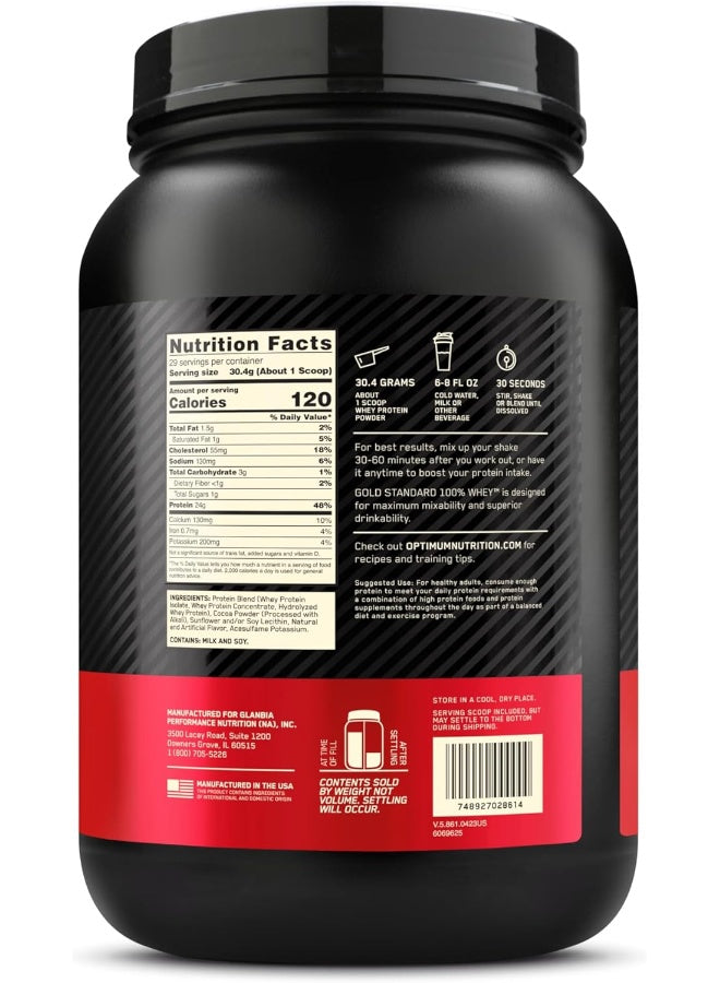 On Gold Standard 100% Whey Protein Powder Primary Source Isolate 29 Servings 907 Grams