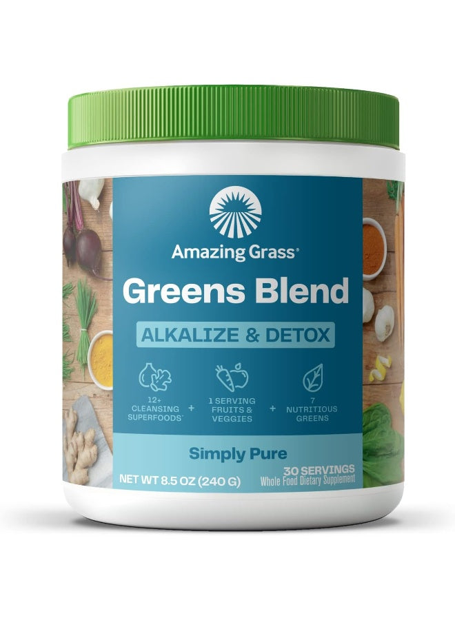 مكمل غذائي كامل من Amazing Grass Green Superfood Alkalize And Detox، بيور سمبلي، 30 وحدة