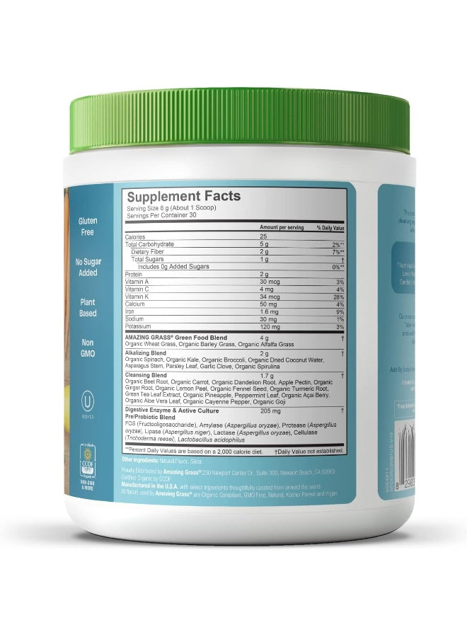 مكمل غذائي كامل من Amazing Grass Green Superfood Alkalize And Detox، بيور سمبلي، 30 وحدة