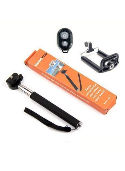Extendable Handheld Selfie Stick Monopod Bluetooth Wireless Shutter For Phones Black/Silver