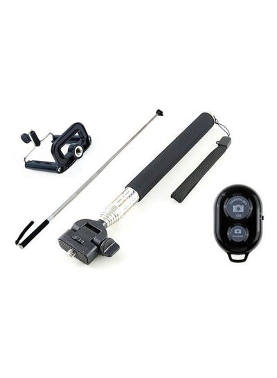 Extendable Handheld Selfie Stick Monopod Bluetooth Wireless Shutter For Phones Black/Silver