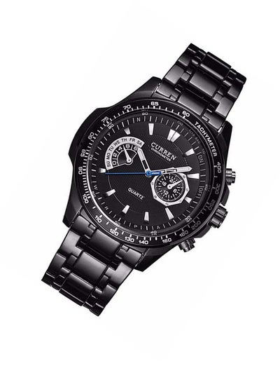Men's Water Resistant Stainless Steel Chronograph Wrist Watch WT-CU-8020-B - 43 mm - Black