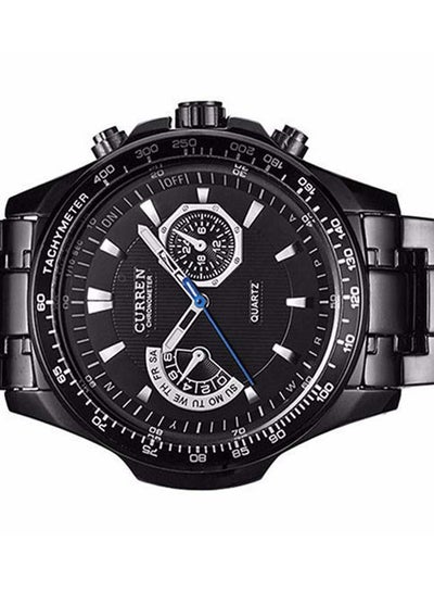 Men's Water Resistant Stainless Steel Chronograph Wrist Watch WT-CU-8020-B - 43 mm - Black