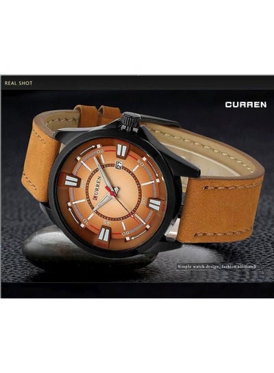men Leather Analog Watch 8155
