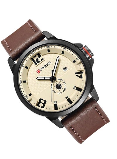 Men's Water Resistant Analog Wrist Watch 8253 - 47 mm - Brown