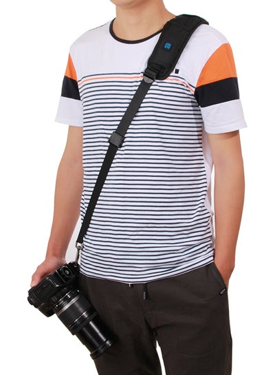 حزام رقبة للكاميرا بكتف واحد سريع التحرير مع خطاف لكاميرا SLR/DSLR باللون الأسود