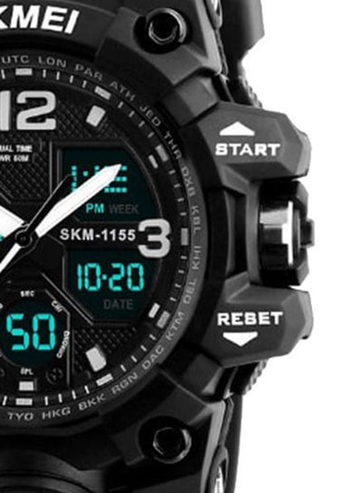 Men's Water Resistant Analog & Digital Watch 1155B - 55 mm - Black