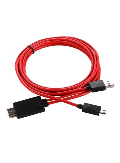 كابل MHL Micro USB إلى HDMI HDTV أحمر/أسود