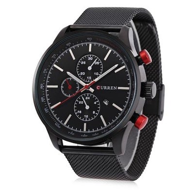 Men's Water Resistant Stainless Steel Analog Watch 8227 - 47 mm - Black