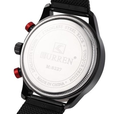 Men's Water Resistant Stainless Steel Analog Watch 8227 - 47 mm - Black