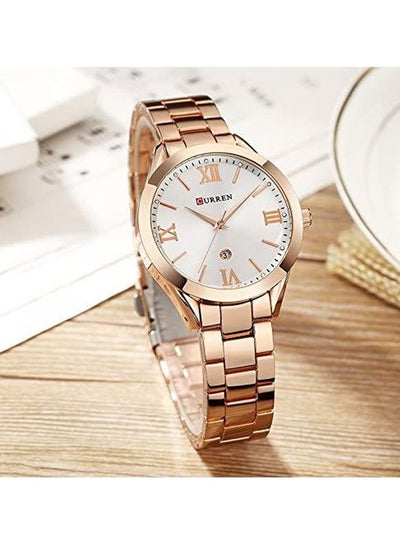 ساعة يد بعقارب من الستانلس ستيل WT-CU-9007-RGO1#D1 للنساء