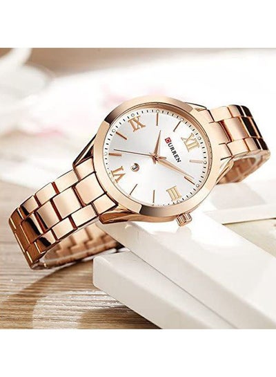 ساعة يد بعقارب من الستانلس ستيل WT-CU-9007-RGO1#D1 للنساء
