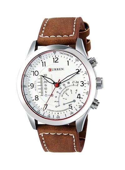 ساعة كوارتز أنالوج جلدية للرجال WT-CU-8152-W#D1