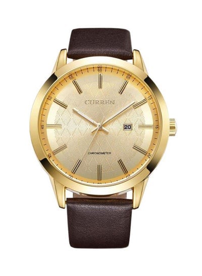 Men's Leather Analog Watch WT-CU-8114-GO - 45 mm - Brown