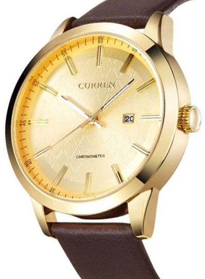 Men's Leather Analog Watch WT-CU-8114-GO - 45 mm - Brown