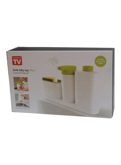 3-Piece Sink Tidy Set White/Green
