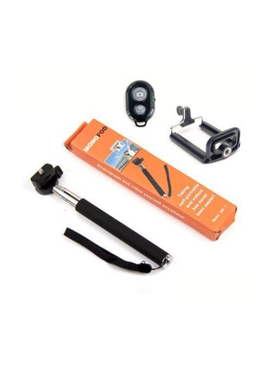 Monopod Selfie Stick With Bluetooth Remote Shutter Black