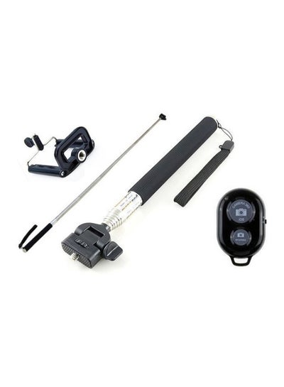 Wireless Selfie Stick With Bluetooth Shutter Remote Black