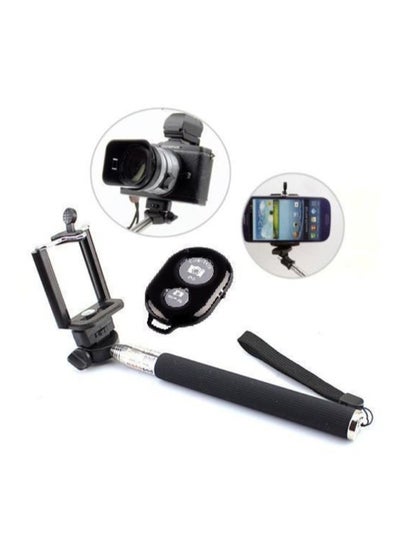 Wireless Selfie Stick With Bluetooth Shutter Remote Black