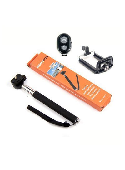 Monopod Selfie Stick With Bluetooth Remote Shutter Black