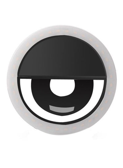 مصباح LED على شكل حلقة لصور السيلفي للهواتف الذكية أسود/أبيض