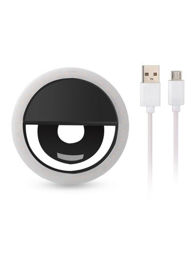 مصباح LED على شكل حلقة لصور السيلفي للهواتف الذكية أسود/أبيض